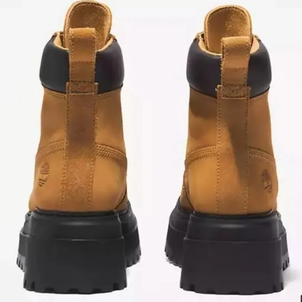 Timberland Sky 6" Lace-Up Lug Sole Platform Leather Boots Womens Size-9.5 Brown - Picture 5 of 7